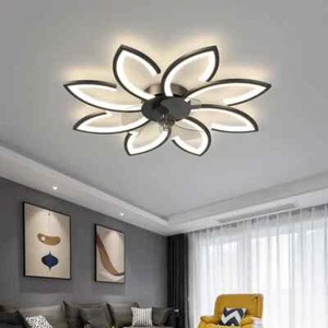 Petals Ceiling Lamp Ceiling Fans with Light Bedroom Remote Control Light Fixture - Picture 1 of 22