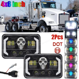 Faros LED RGB DRL aprobados por DOT 4x6 120W para Peterbilt Kenworth Freightliner - Imagen 1 de 11