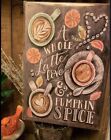 Farmhouse Fall Pumpkin Spice Latte Shabby Chic Garden Home Metal Sign