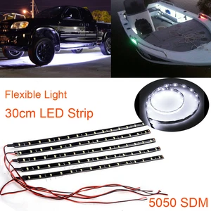 5x Auto KFZ 30CM 12 5050 LED Lichterkette Strip Streifen Wasserdicht Weiß 12V - Bild 1 von 6