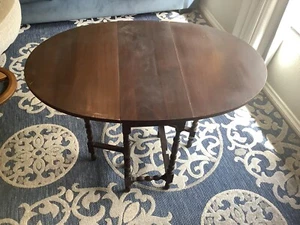 Imperial Drop Leaf Gate Wood Mahogany Side Table Vintage 26.5 -27” X40”x 26 - Picture 1 of 17