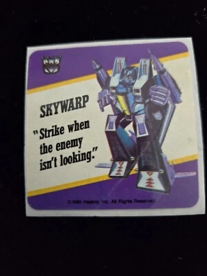 TRANSFORMERS 1985 G1 SERIES 1 HASBRO CARD MOTTO STICKER Skywarp - Image 1 of 4