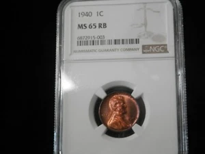 Centavo de trigo Lincoln 1940 1c NGC MS 65 RD - Imagen 1 de 3