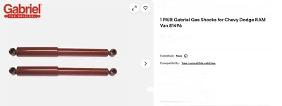 1 Amortiguador de gas Gabriel GM y Dodge Vans 89039 71496 [BX#6] Foto 1 de 4