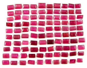 57.70 Ct Natural Ruby Loose Gemstone 5-7 mm Emerald Cut 100 Pcs Lot - 64629 - Picture 1 of 5