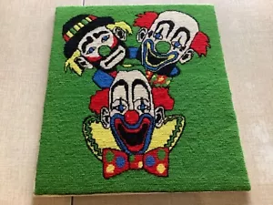 CLOWNS Vintage 1970’s NEEDLEPOINT Completed Wall Hanging Pillow Top NO FRAME - Picture 1 of 4