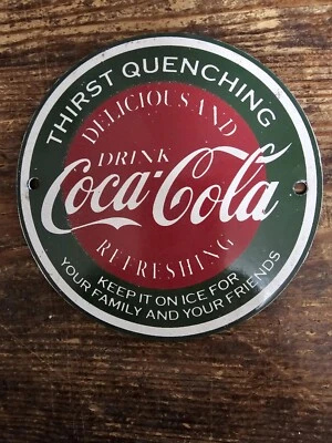 VINTAGE COCA-COLA  PORCELAIN BEVERAGE SODA  6" IN DIAMETER  - Image 1 of 2