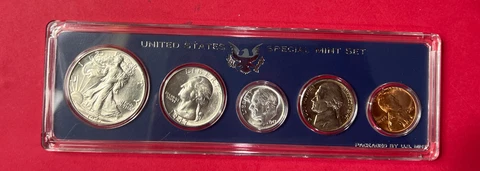 1947-P BU UNC To Gem US Mint Coins In Special Government Mint Set Case Cover