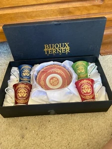 AUTHENTISCHE "BIJOUX TERNER" HOME PEDISTAL GLAS EISCREME WÜSTE TASSEN MIT UNTERTASSEN - Bild 1 von 9