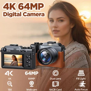 4K HD Digitalkamera Dual-Kamera 64MP AutoFocus Fotoapparat Selfie Digital Camera - Bild 1 von 10