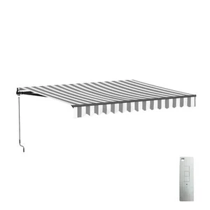 ALEKO Motorized Retractable Home Patio Canopy Awning 12'x10' Grey/White - Picture 1 of 13