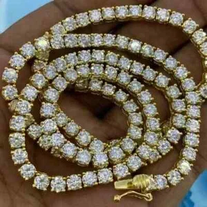 15CT Round Cut Lab Created Diamond 18" Tennis Necklace 14K Yellow Gold Plated - Picture 1 of 2