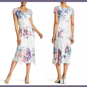 NWT Komarov Flutter Sleeve Floral Crinkle Dress [SZ Large ] #H382 - Picture 1 of 12