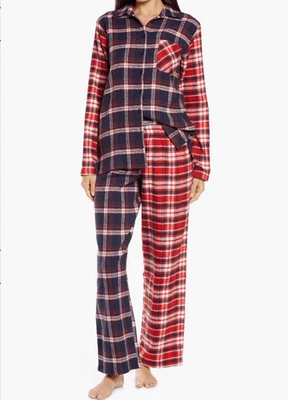 Conjunto Pantalón Pijama Franela Algodón Patchwork Nordstrom Family Rojo Azul Marino M Foto 1 de 4