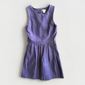 J.Crew Dress Women's Sz XXS Blue Purple Sheath Sleeveless Cotton Stretch Pockets - Picture 1 of 21