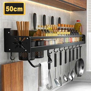Küche Organizer Regal Wandmontage Gewürz Aufbewahrung Regal Essstäbchen Löffel Trocknen - Bild 1 von 13