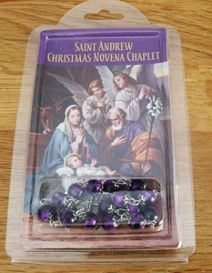 New NIB St. Andrew Christmas Novena Chaplet Advent 8mm Purple Beads Nativity - Picture 1 of 3