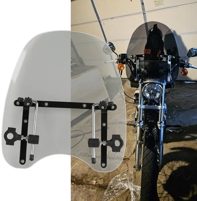 1''&7/8" Motorcycle 18x16" Windshield For Harley Softail Slim Sportster 883 1200 - Image 1 of 4