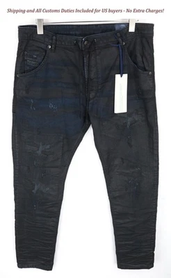 Pantalones de mezclilla DIESEL Krooley-CB-NE 0680B W36 PARA HOMBRE sudor jogg parcheado vaxado cónico Foto 1 de 4