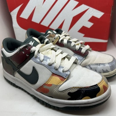 Nike Dunk Low SE Multi Camuflaje Zapatos Juveniles Talla 4.5Y Verde Vela Tenis Marfil Pálido Foto 1 de 4