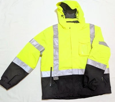 TOOLANT ANSI CLASS 3 SAFETY COLD WEATHER RAINPROOF JACKET HOOD VISOR FREE SHIP. - Image 1 of 4