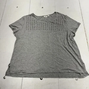 Cato Solid Gray Studded Top Short Sleeve T Shirt Womens Size 22/24W - Picture 1 of 6
