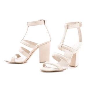 ALEXANDER WANG ANJELIKA LEATHER HEELED SANDALS - SZ 37 - Picture 1 of 12