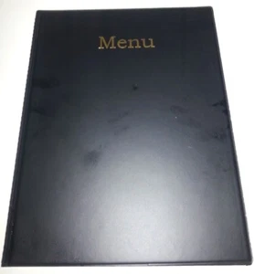A4 ECONOMICAL CHEAP VERSION MENU COVER/FOLDER WITH 4 A4 POCKETS REF PLAIN BLACK - Picture 1 of 3