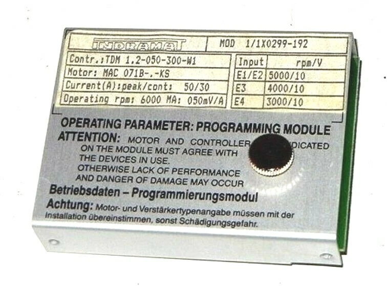 Indramat Programming Module MOTOR CONTROL 1/1X0299-192 - NEW - Image 1 of 4