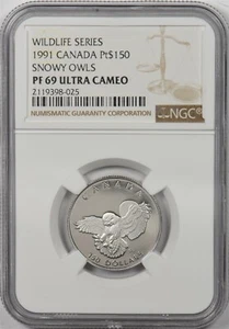 Canada 1991 $150 platinum Snowy owl animal NGC Proof 69UC 0.5oz platinum. 3500 m - Picture 1 of 2