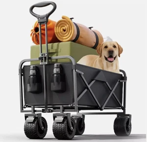 Folding Wagon Cart, 330lb Heavy Duty Utility Wagon, Flat-Free All-Terrain - Picture 1 of 6