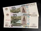 2X Russia 10 Rubles 1997 Unc World Paper Money Consecutive notes Free Shipping!