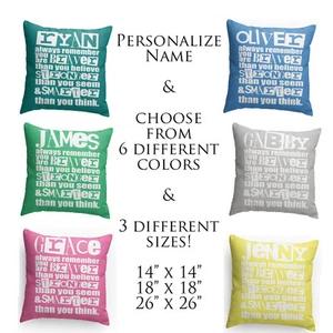 Custom Motivational Quote Pillow! 14" x 14"- 6 Colors! Free Personalization! - Picture 1 of 1