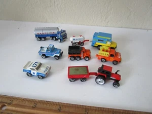 Vintage Lot of 9 GALOOB MICRO MACHINES TRUCKS CARS POLICE FARM CAMPER JEEP CAR - Picture 1 of 3