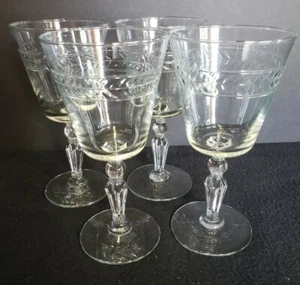 LIBBEY ROCK SHARPE JEFFERSON Water Goblets 7" Tall SET OF 4 Star Base EUC - Picture 1 of 12