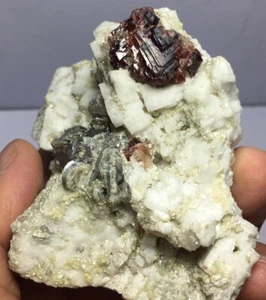 Granate grabado de 1400 quilates con espécimen de feldespato de mica. - Imagen 1 de 8