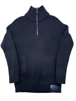 Superdry Men’s Knitwear Edition Jumper 1/4 Zip Wool Blend Ribbed Navy VGC XL - Изображение 1 из 4