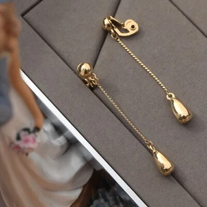 Boucles d'Oreilles Clips Pendante Fin Fil Goutte Classique Soirée Mariage EH7 - Imagen 1 de 9