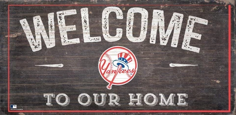 New York Yankees Welcome to Our Home 12" x 6" Wood Sign [NEW] MLB Plaque Wall Cover