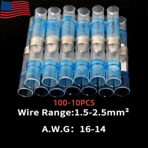 100-10X Solder Stick Seal Sleeve Heat Shrink Butt Wire Connectors AWG16-14 - Picture 1 of 7