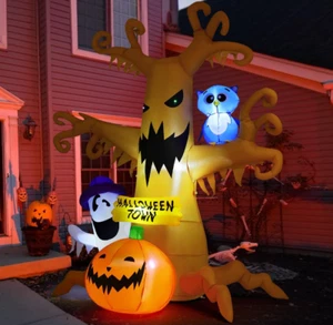 8 Fuß Halloween aufblasbare toter Baum Outdoor Dekoration aufblasbar Garten Eule Geister - Bild 1 von 8