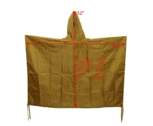 Military USMC G.I Style All Weather Poncho Rain Coat Ripstop Nylon - Coyote - Bild 1 von 3