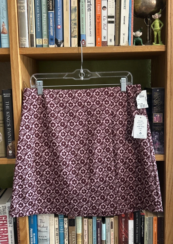 Minifalda Hippie Rose Juniors con abertura lateral flor mariposa púrpura rosa talla XL Foto 1 de 4