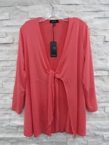 NWT Comfy USA Mimosa Pink Modal Jersey Funky Tie Front Cardigan Jacket XS - Picture 1 of 4