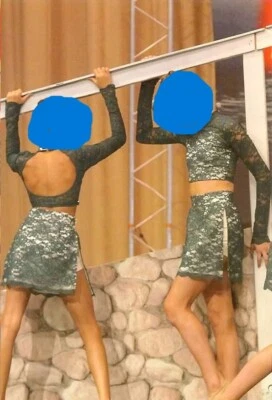 Disfraz de baile/patinaje sobre hielo/encaje verde de Halloween para niñas Foto 1 de 4