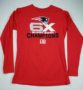 NFL Pro Line New England Patriots Men's Red LS T-Shirt 6X Champions Size Small - Picture 1 of 5