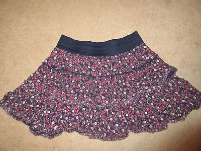 SKIRT - Girls' - Justice -  Navy/Pink Floral - Layered/Tiered - Sz 14 - Image 1 of 4