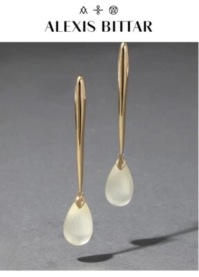 100% 正品 Alexis Bittar 金色色调线性面霜 Lucite 耳环 — 第 1/4 张图片