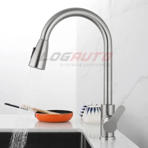 High Quality Stainless Steel Faucet Set Pull Down Sprayer Sink Mixer Tap Brushed - Picture 1 of 12