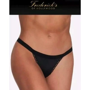 NWT! Frederick's Of Hollywood Kira Black Lace Trim Thong V String 1X - Picture 1 of 2